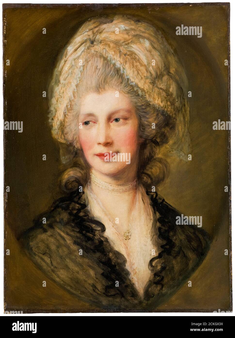 Königin Charlotte von Mecklenburg-Strelitz (1744-1818), Königin Consort des Vereinigten Königreichs, Porträtmalerei von Thomas Gainsborough, nach 1782 Stockfoto