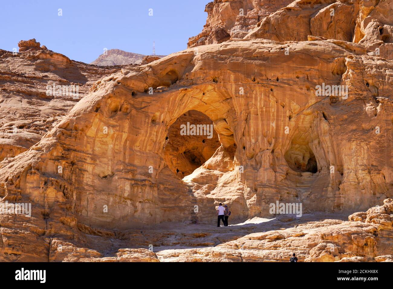 Der Bogen, Timna-Tal, Arava, Israel. Der Natur- und Historischen Park Timna befindet sich im Südwesten von Arava, etwa 30 km nördlich des Golfs von Eila Stockfoto