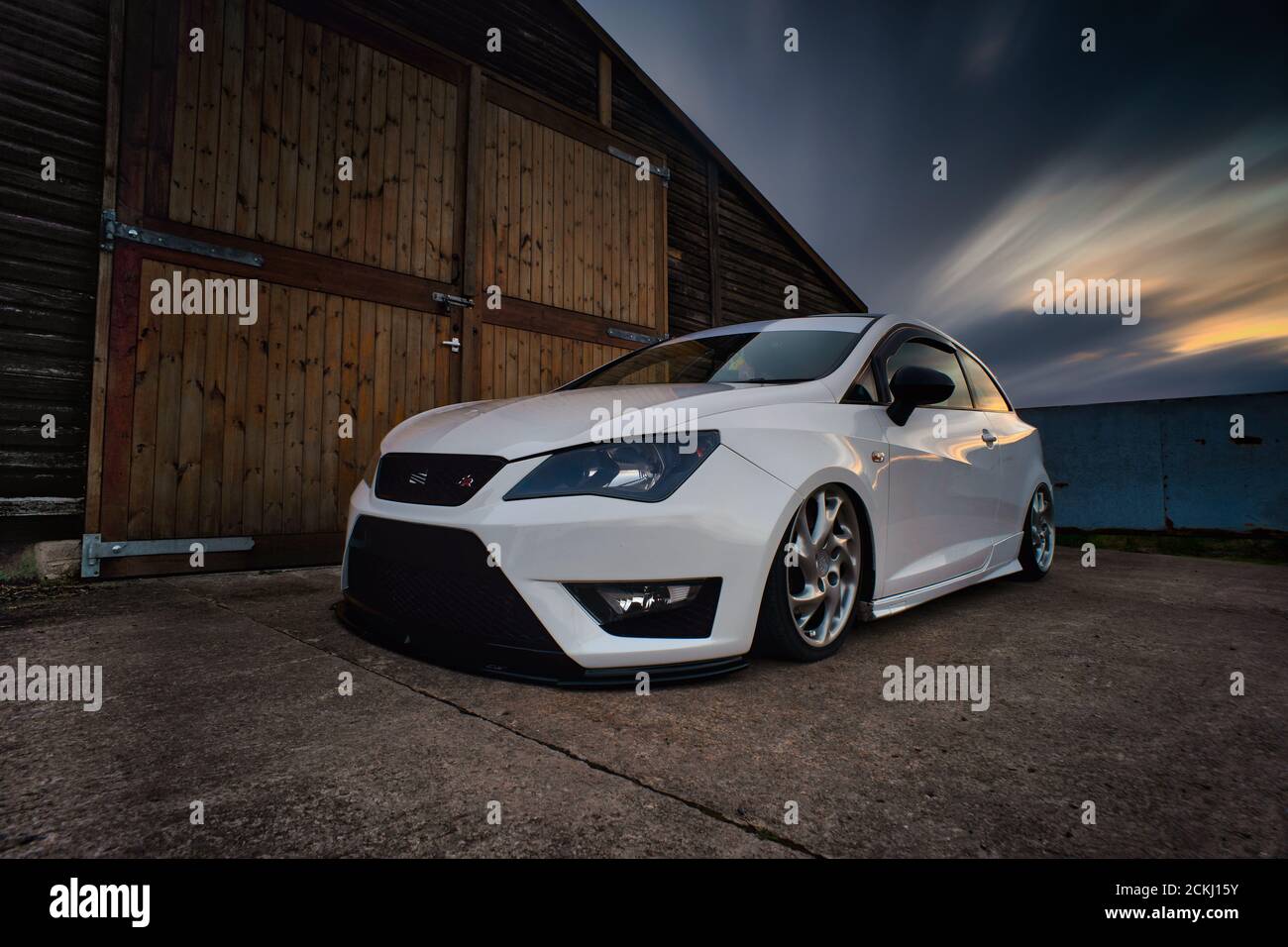 Seat Ibiza Sports Car Long Exposure Stockfoto