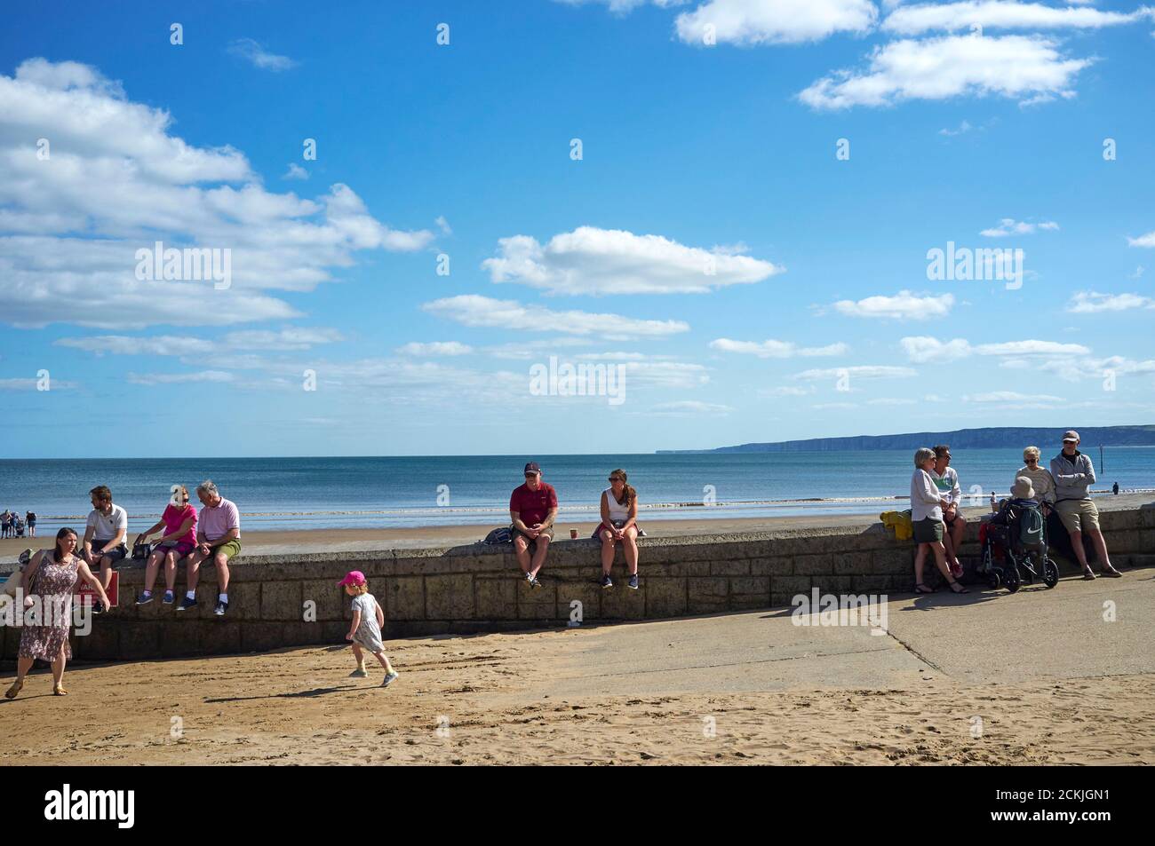 Der Strand von Filey Cobble Landing, North Yorkshire Ostküste, Nordengland, Großbritannien Stockfoto
