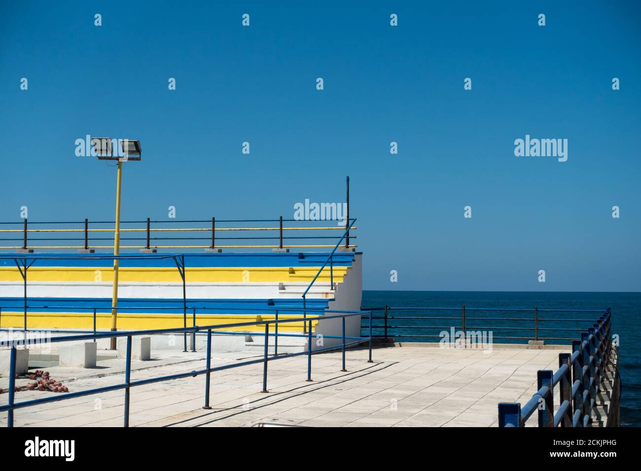 Freiluft-Swimmingpool, Rethymno, Kreta, griechische Inseln Stockfoto