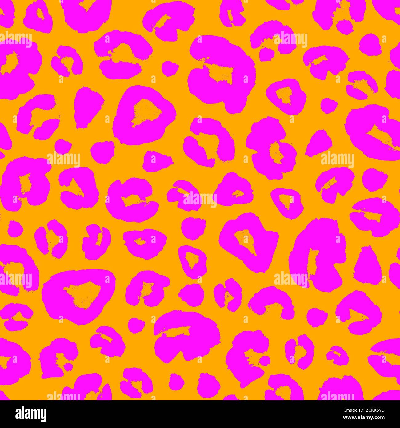 Leopard Hautdruck nahtlose Muster Hintergrund. Tier Pelz Punkt abstrakte Camouflage Textur. Magenta rosa und orange handgezeichneter Punktdruck für Text Stockfoto