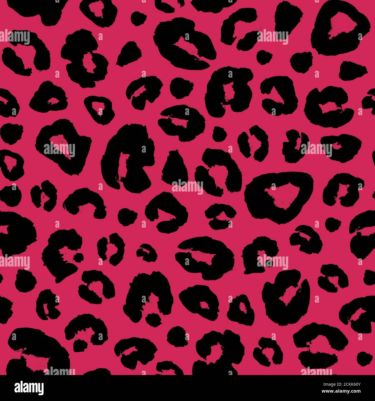 Leopard Hautdruck nahtlose Muster Hintergrund. Tier Pelz Punkt abstrakte Camouflage Textur. Schwarz und rosa handgezeichneter Punktmuster zum Verpacken von pape Stockfoto