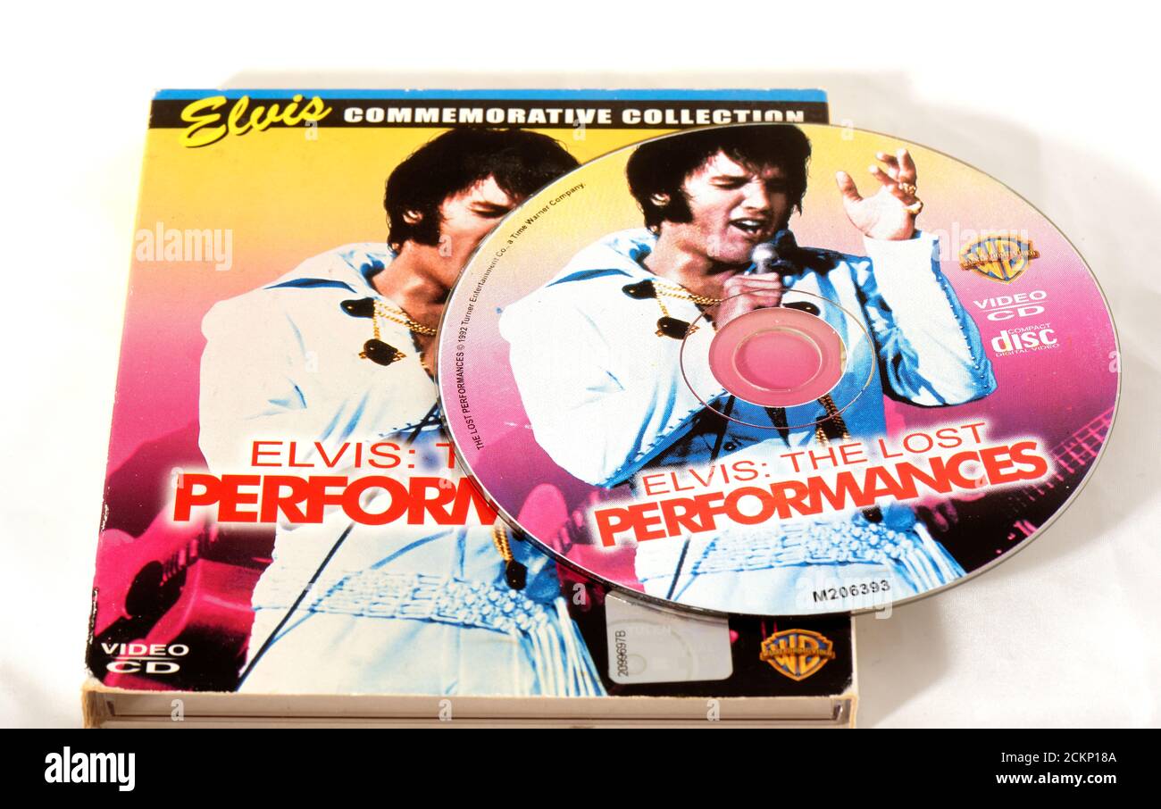 Alte Technologie Video Compact Disc VCD von Elvis Presley 'The Programm verlorener Aufführungen Stockfoto