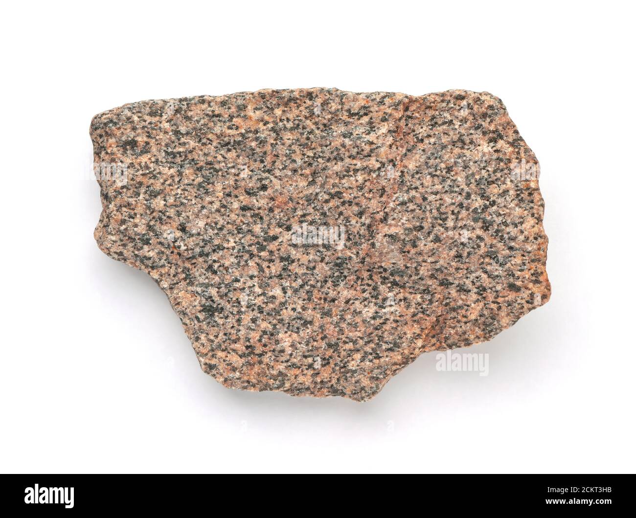 Blick von oben auf flachen natürlichen Granit Stein isoliert auf weiß Stockfoto