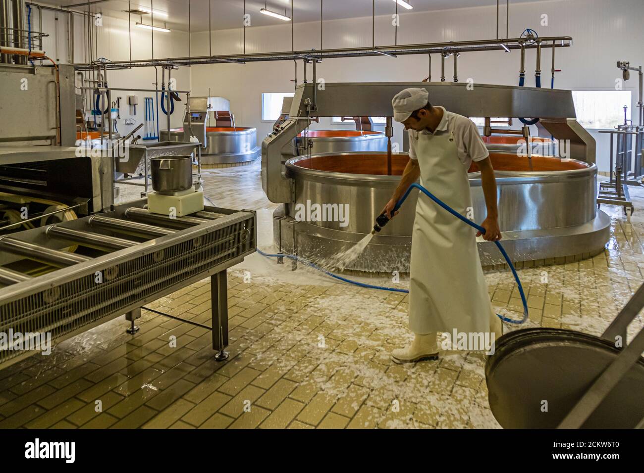Käseproduktion in der Franche-Comté, Frankreich Stockfoto