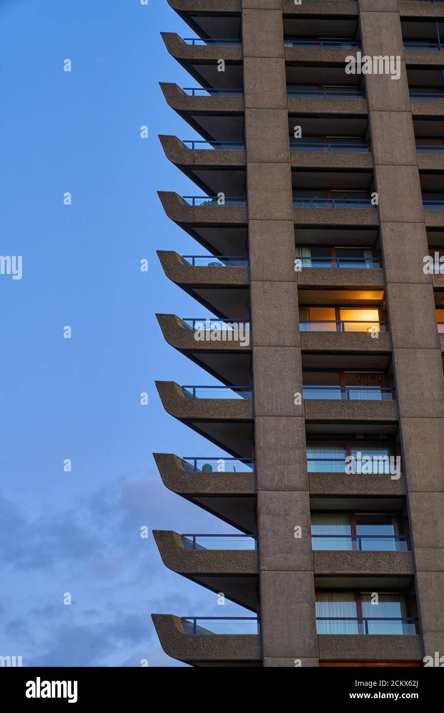 Die brutalistische Architektur des barbican london Stockfoto