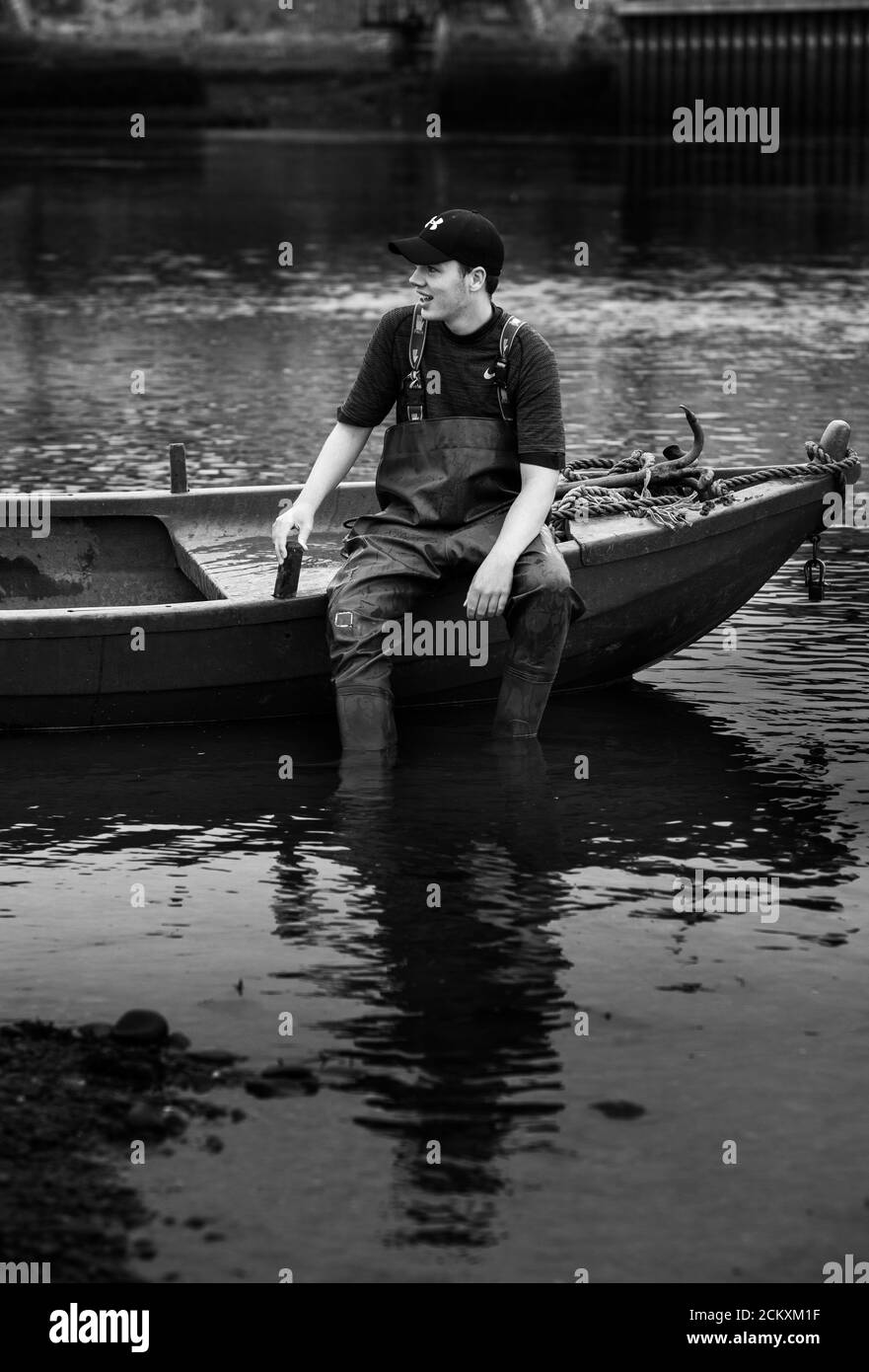 Angeln in Gardo, Tweedmouth, Berwick upon Tweed die letzte kommerzielle Fischerei auf dem Fluss Tweed ist es wahrscheinlich seit mindestens 1000 Jahren gefischt worden Stockfoto