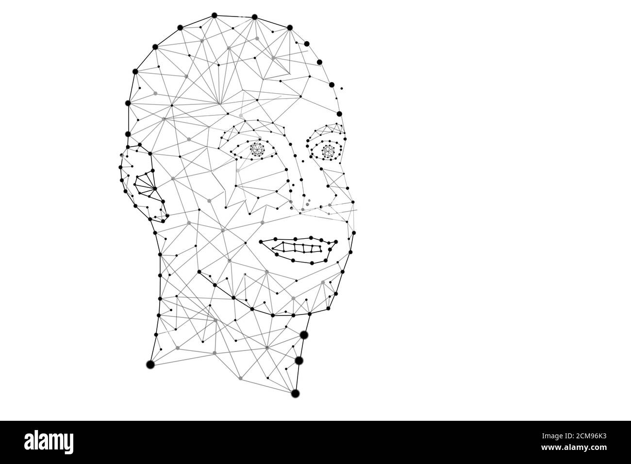 Punkt, Linienverbindung von der Kopfkontur, Abbildung. Stockfoto