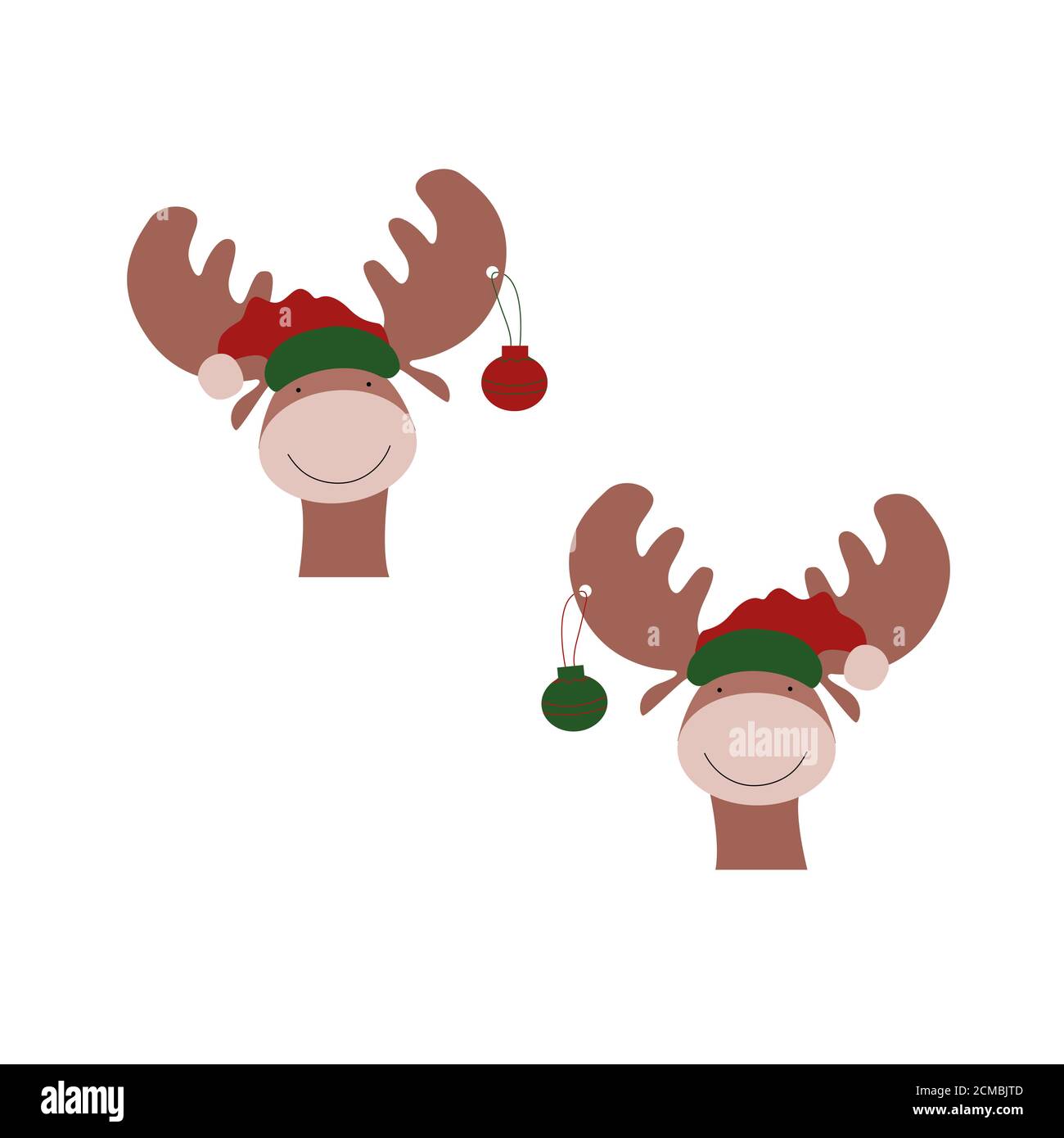 Kopf des Weihnachtshirsches. Niedliche Cartoon-Fawn. Abbildung Stockfoto