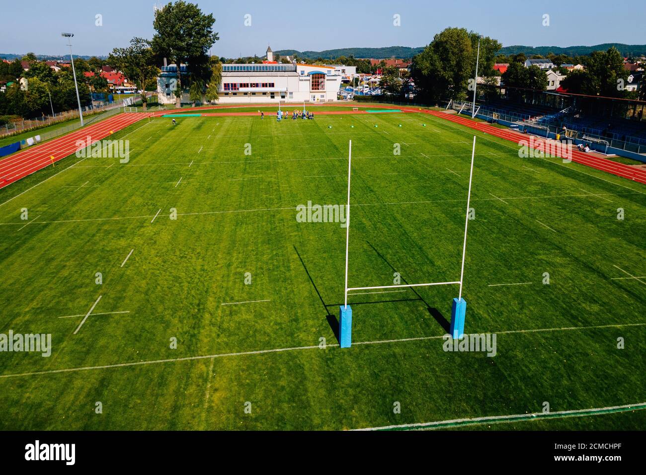 rugby-Stadion Aufnahmen aus der Luft Stockfoto