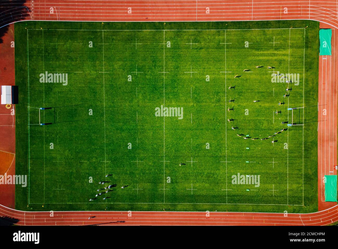 rugby-Stadion Aufnahmen aus der Luft Stockfoto