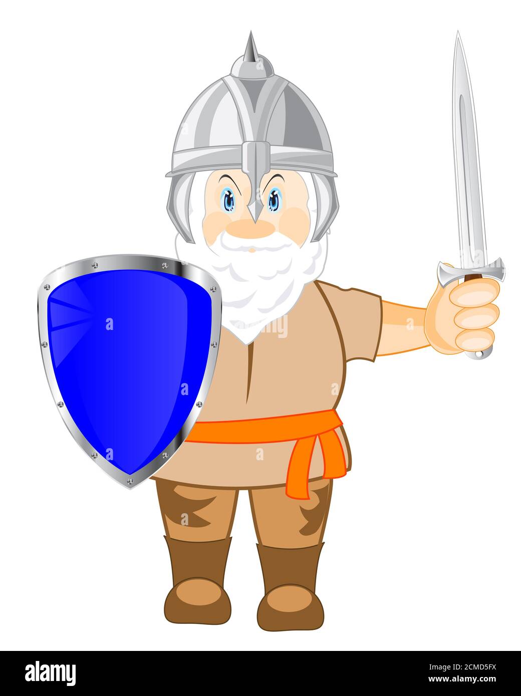 Mittelalterlicher Krieger mit Waffe Stockfoto