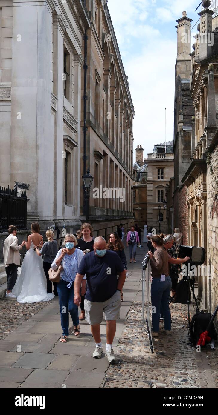 Das Fotoshooting findet in der Senate House Passage Cambridge statt Stockfoto