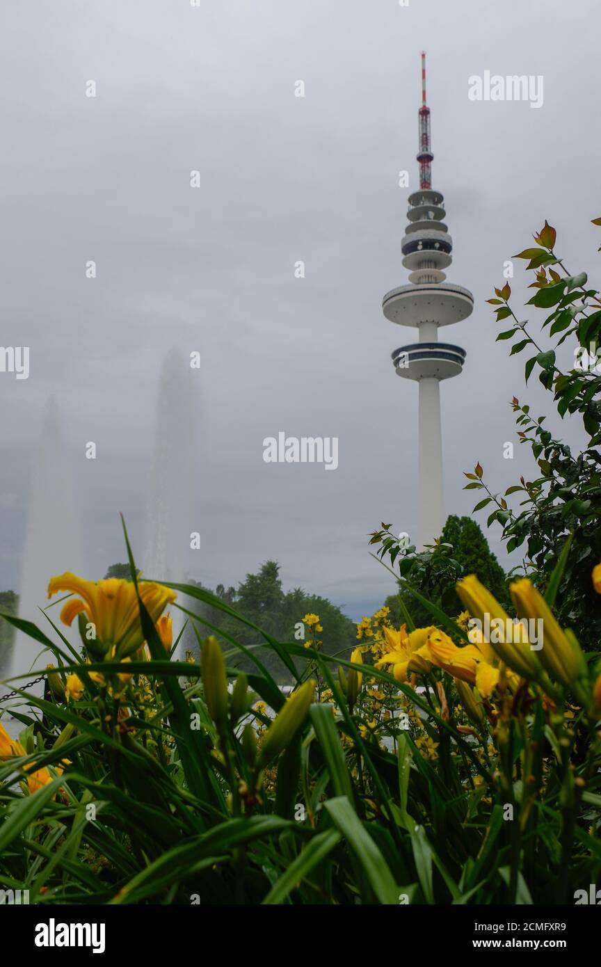 Hamburg, Heinrich-Hertz-Turm, Park in der Nähe des Zentrums Stockfoto