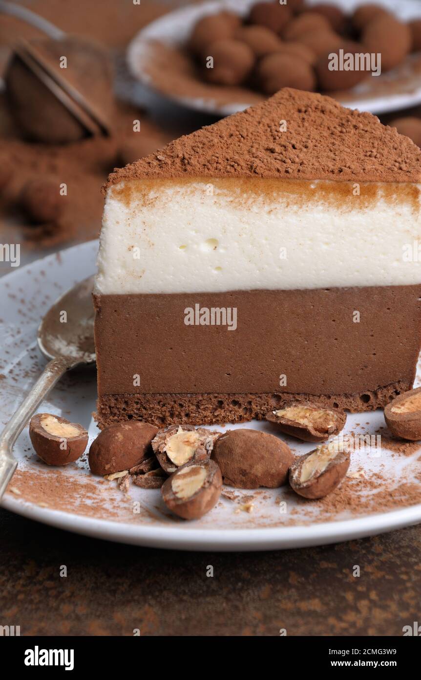Stück Mousse Kuchen Stockfoto