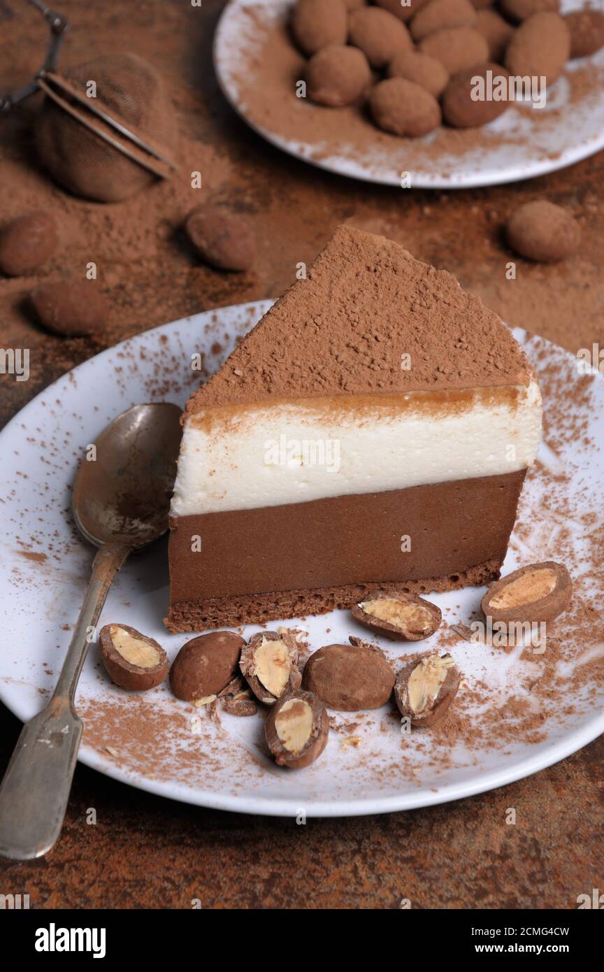 Stück Mousse Kuchen Stockfoto