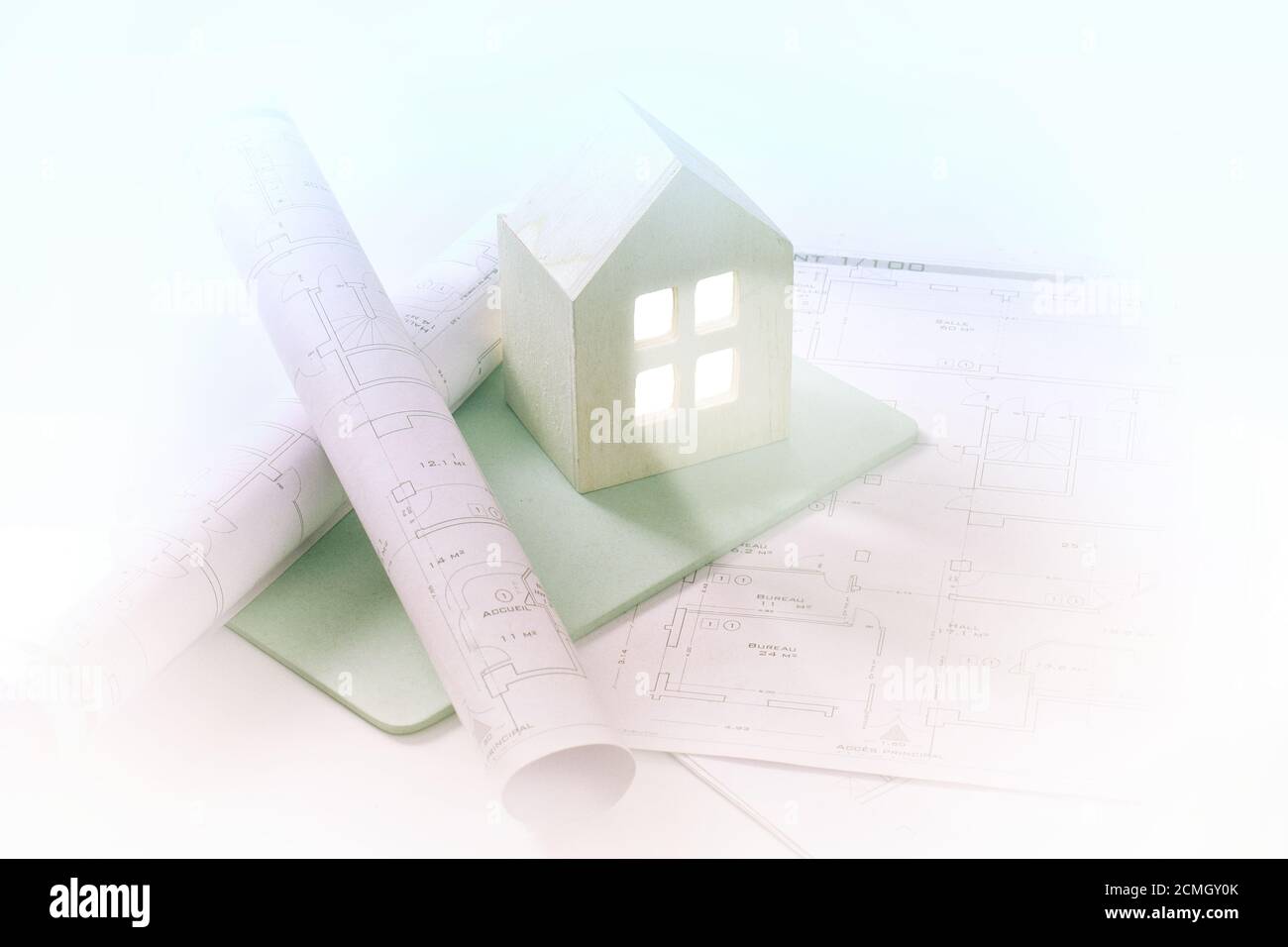 Immobilienprojekt, Green House, Ökologie, Energieleistung Stockfoto