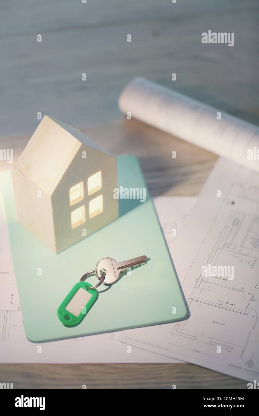 Immobilienprojekt, Green House, Ökologie, Energieleistung Stockfoto