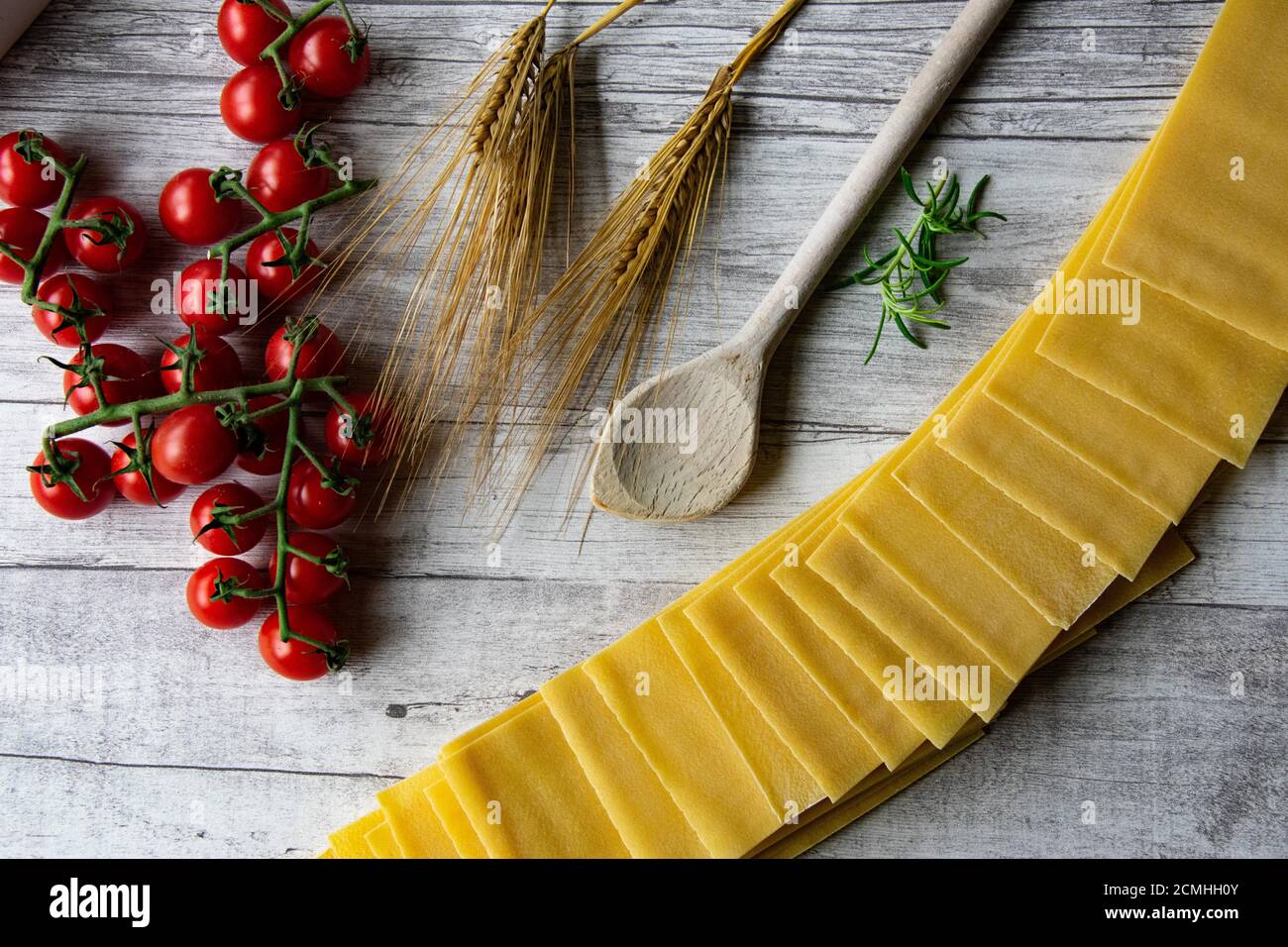 italienische Pasta Lasagne Hintergrundbild Stockfoto