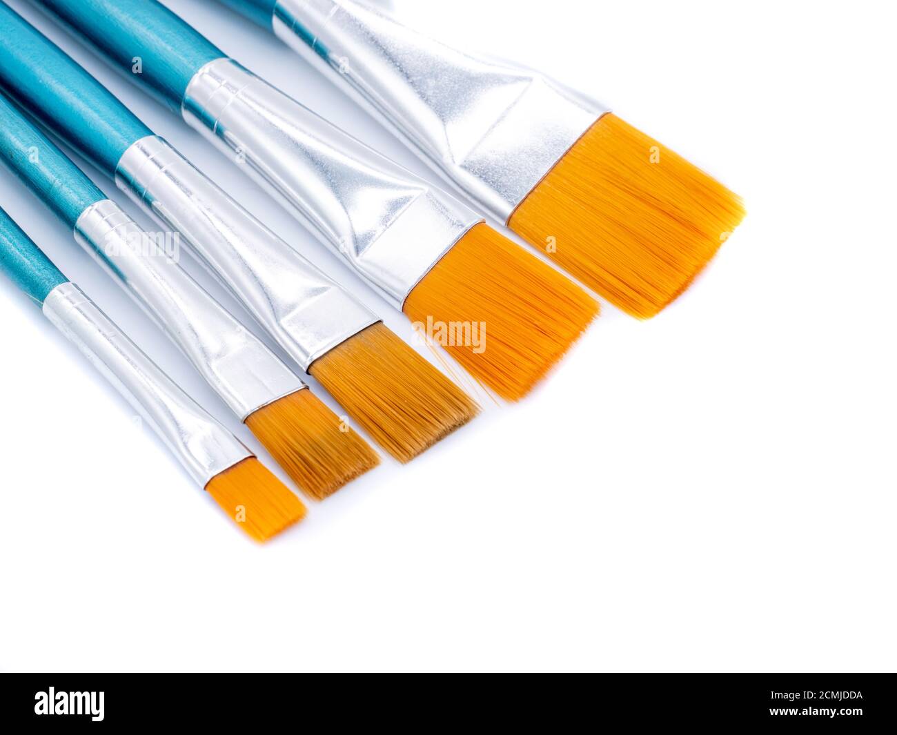 Verschiedene Pinsel auf weißem Hintergrund isoliert Stockfoto
