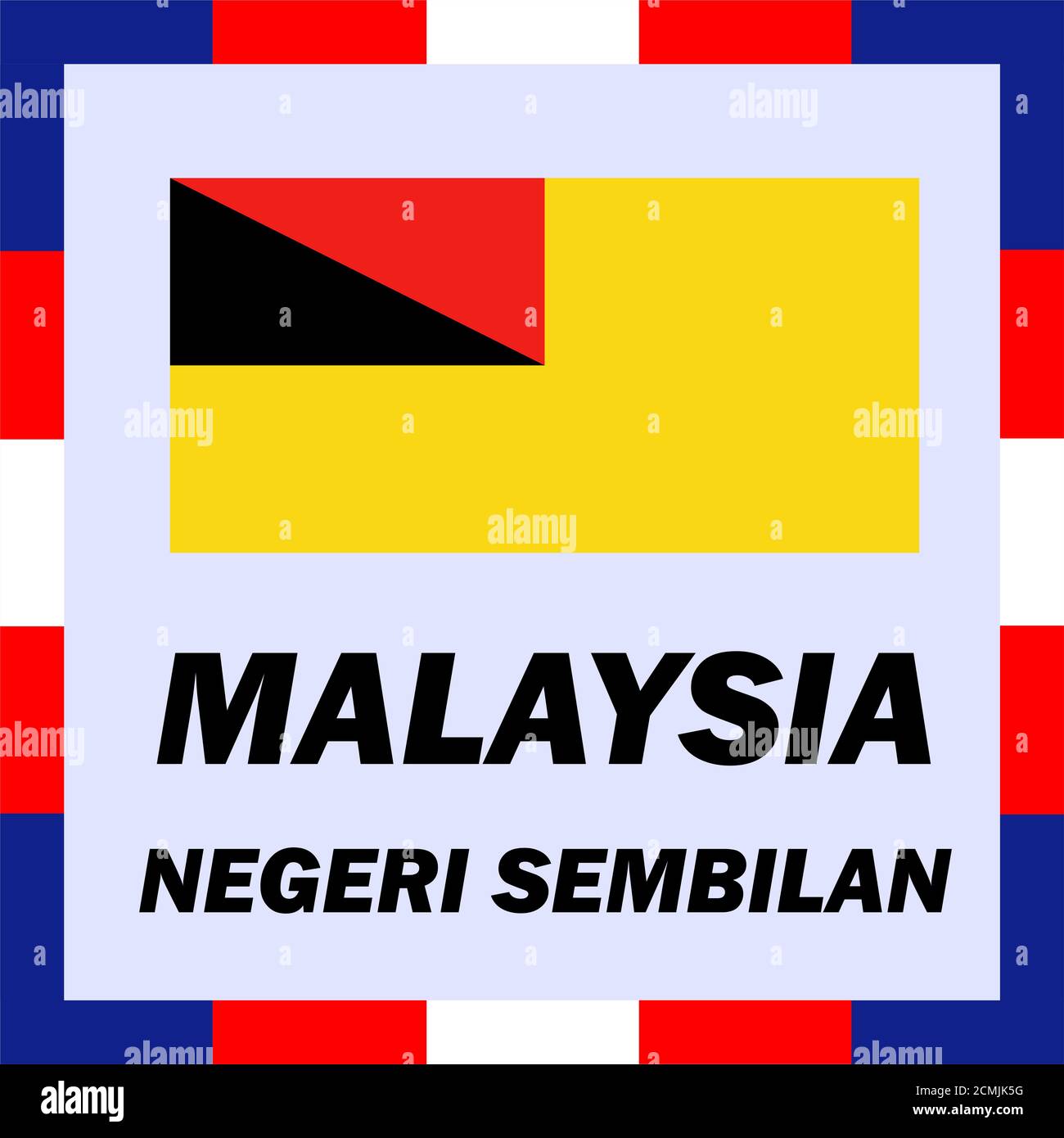 Offizielle Flaggen, Fahne und Wappen Arm von Malaysia - Negeri Sembilan Stockfoto