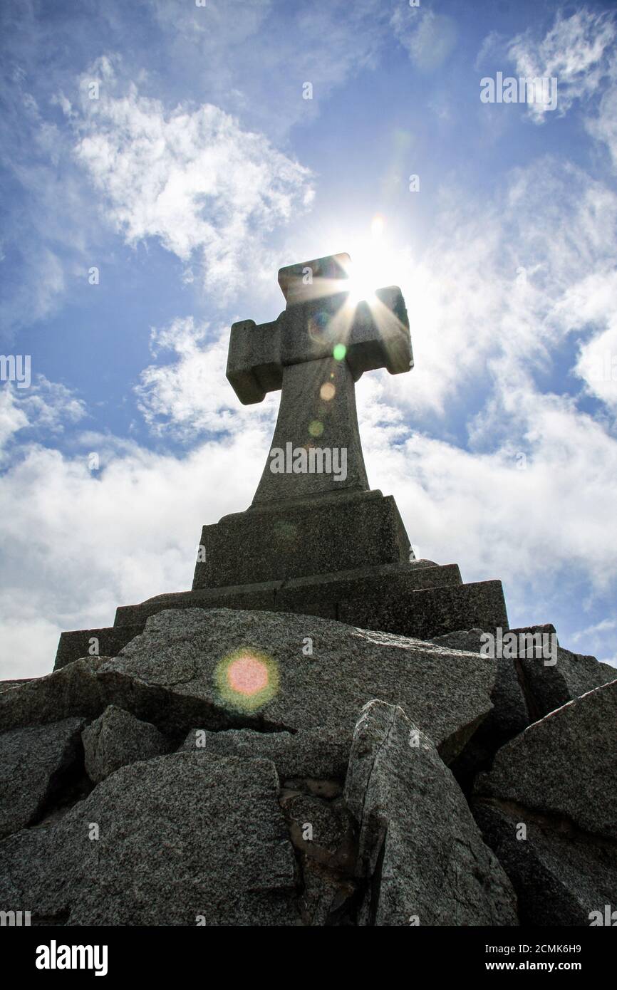 Das war Memorial in Newquay wurde 1921 von HRH Prince of Wales enthüllt. Es liegt auf einer Klippe in der Nähe von Dane ROAF im Westen der Stadt. Erinnert Zuerst Stockfoto