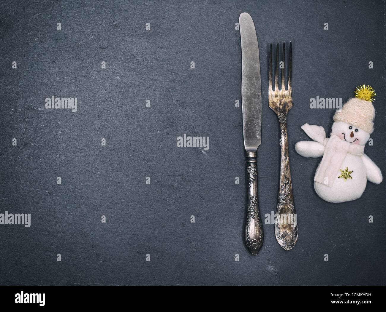 Eisen vintage Messer und Gabel Stockfoto