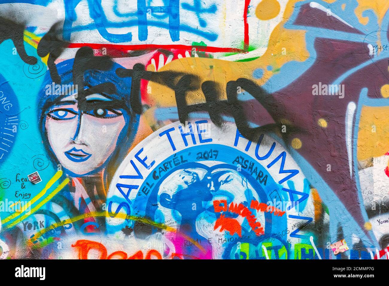 Tschechische Republik, Prag, Mala Strana, Velkopřevorské náměstí (Grand Priory Square) John Lennon Wall Stockfoto