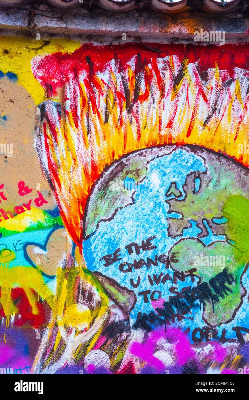 Tschechische Republik, Prag, Mala Strana, Velkopřevorské náměstí (Grand Priory Square) John Lennon Wall Stockfoto