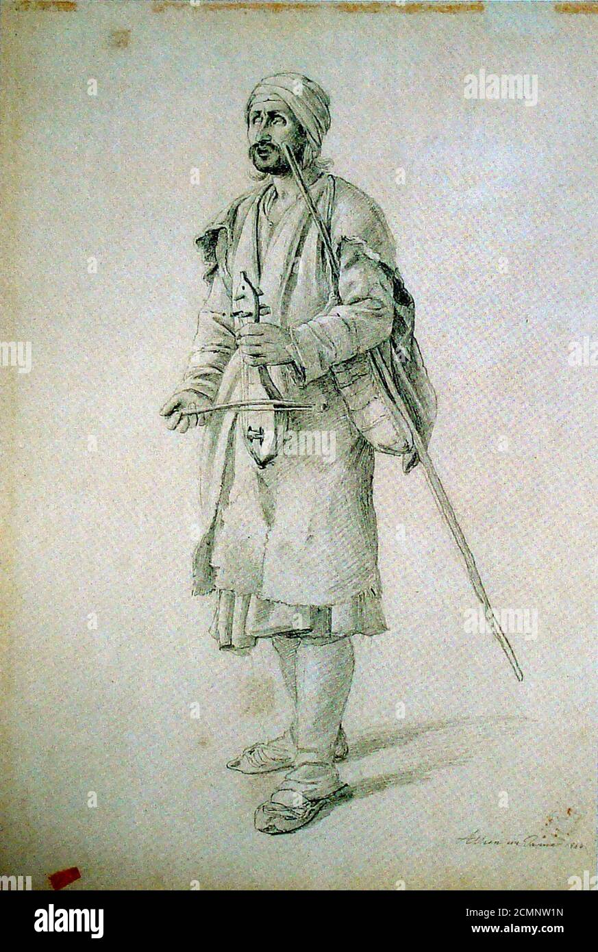 Joseph Scherer - Blinder Lyra-Spieler - 1844. Stockfoto Joseph Scherer - Blinder Lyra-Spieler - 1844. Stockfoto