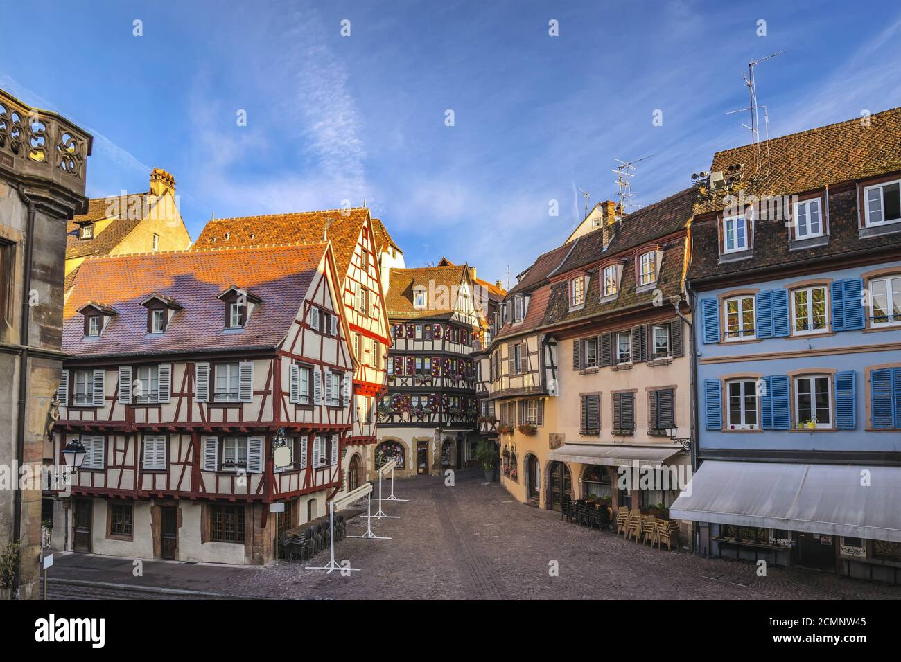 Colmar Fachwerk Haus City Skyline, Colmar, Frankreich Stockfoto