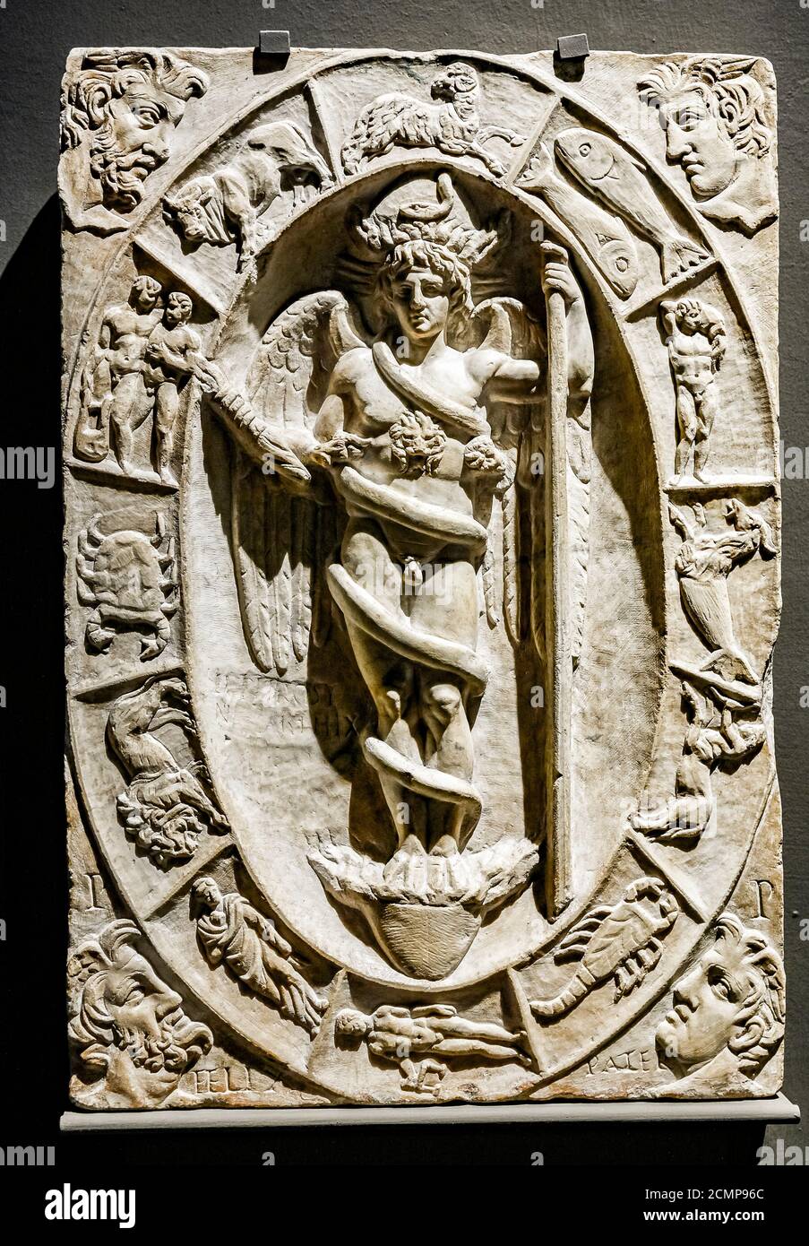 Italien Emilia Romagna Modena: Galerie Estense - Römische Kunst Relief mit Aion / Phanes innerhalb des Tierkreises zweite fünfundzwanzig Jahre II Jahrhundert ein. C. Stockfoto