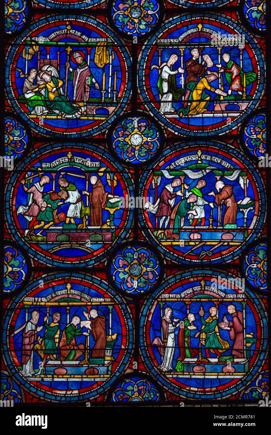 Buntglasfenster in der Kathedrale, Canterbury, Kent, England Stockfoto