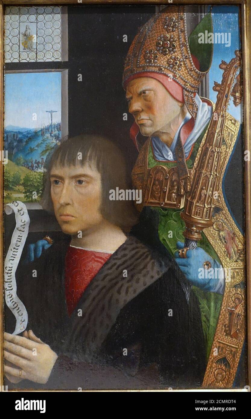 Joos van der Burch und St. Simon von Jerusalem, Nachfolger von Gerard David, Niederländischen, c. 1493, Öl auf Eichenplatte Stockfoto