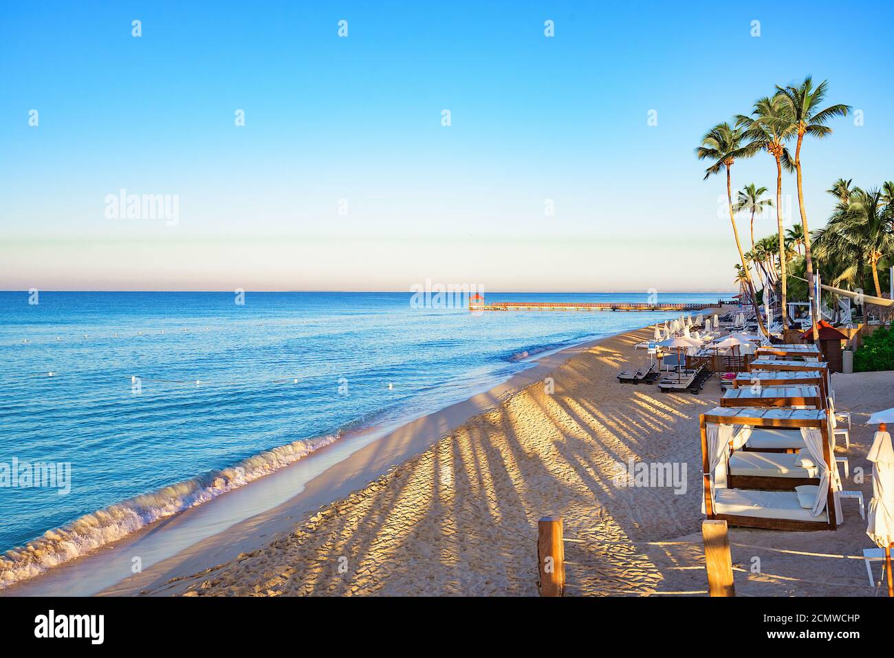 Palm Beach Chaiselongue Stockfoto