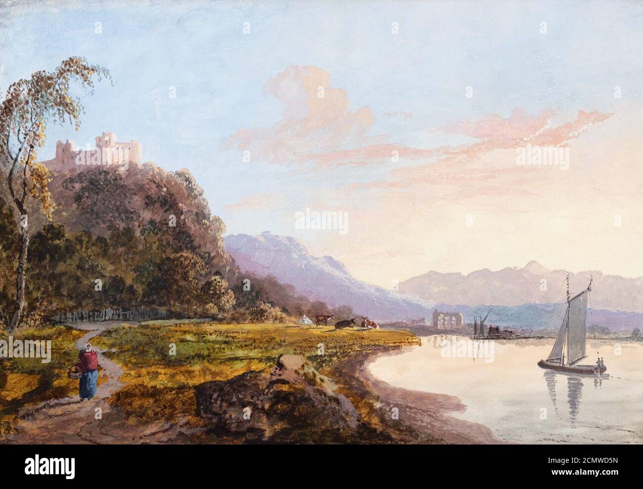 John Laporte - Capriccio-Schloss und See - Laporte-98526. Stockfoto