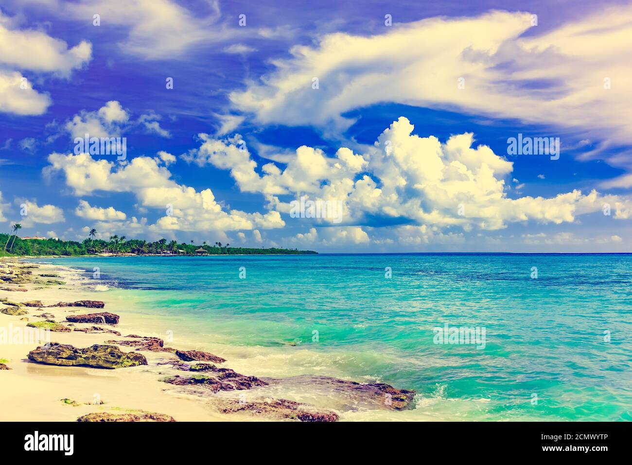 Getönte fantastische Landschaft karibische Küste Stockfoto