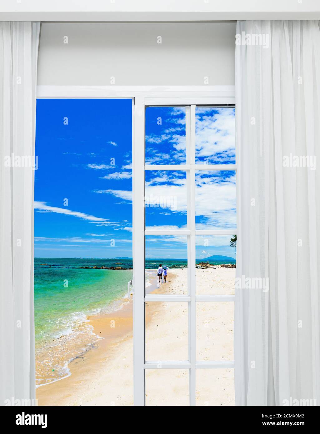 Ocean View-Fenster Stockfoto