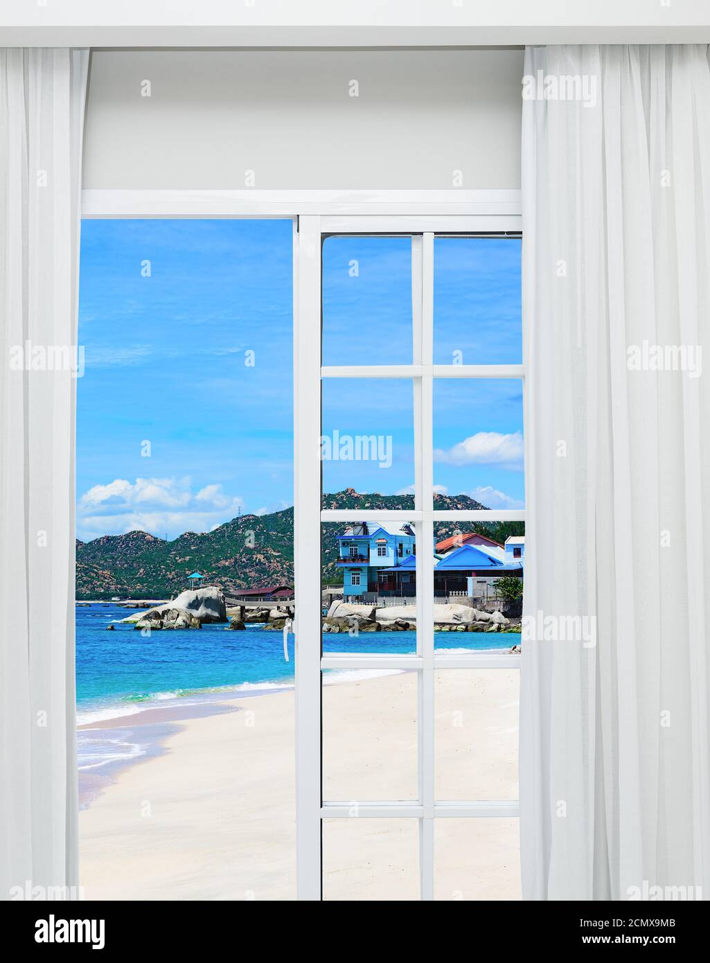 Ocean View-Fenster Stockfoto