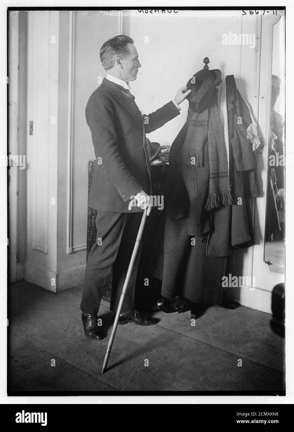 Johnson (mit Hut und Stock) Stockfoto