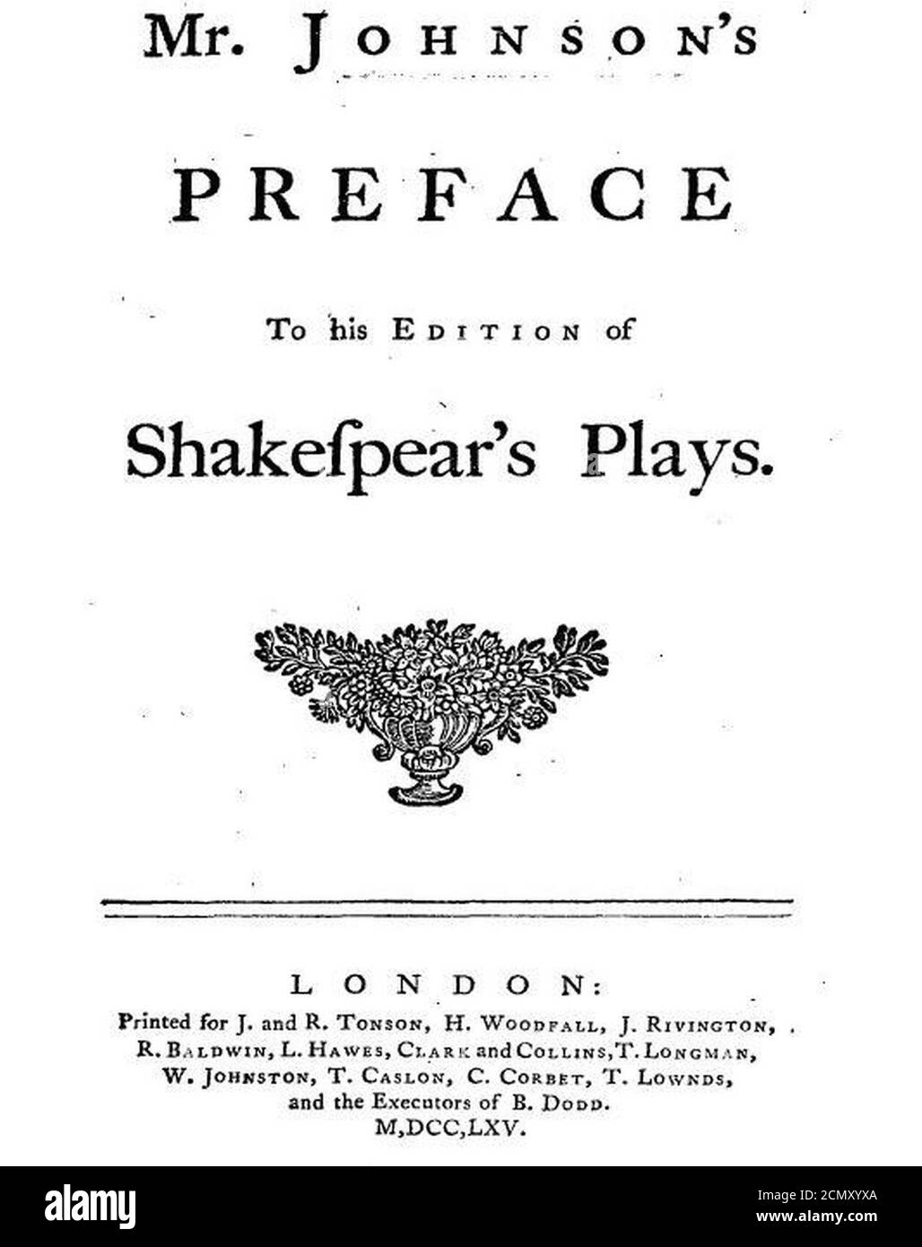 Johnson Vorwort. Stockfoto