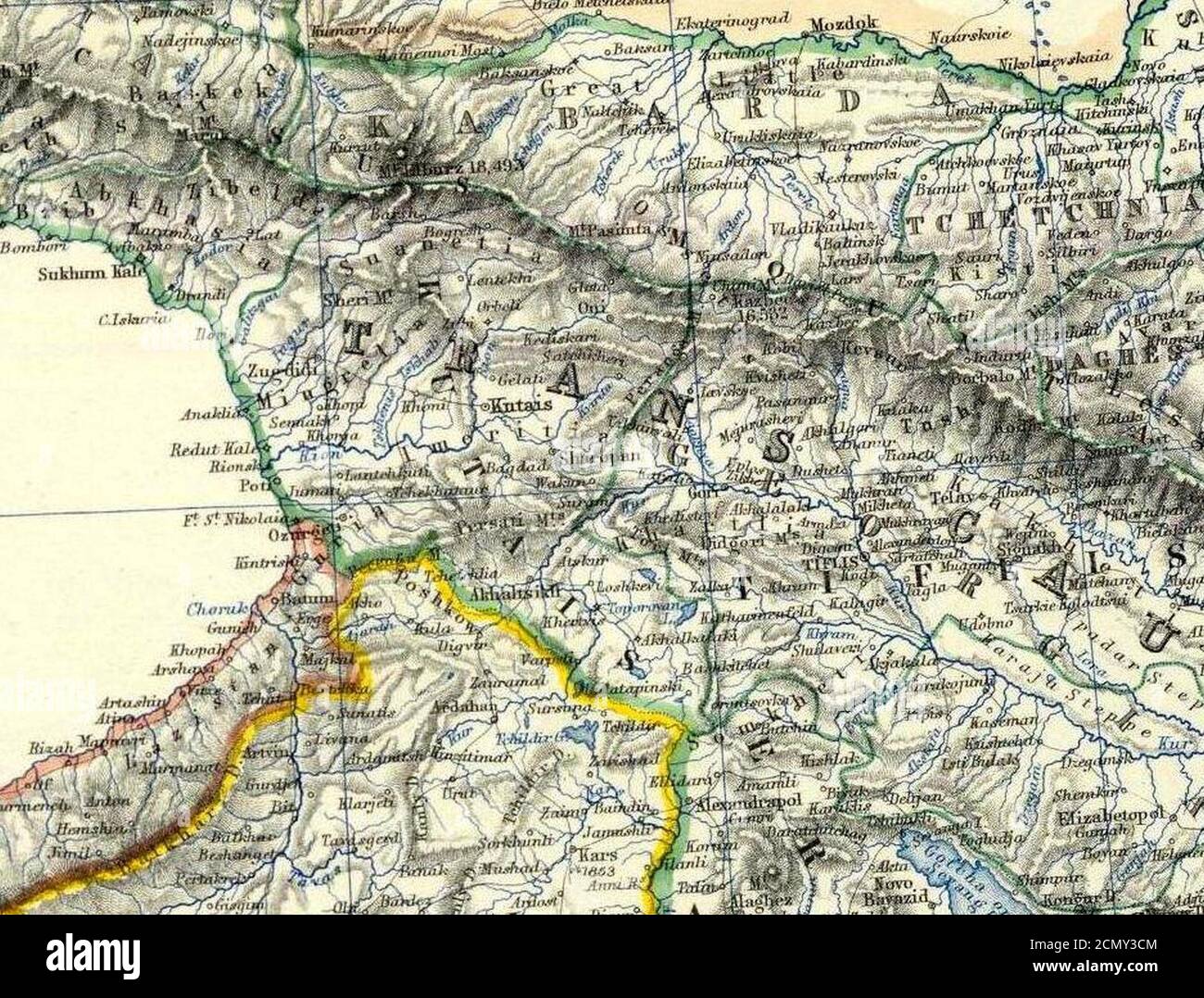 Johnston, Alexander Keith (1804-1871). Türkei in Asien, Transkaukasien. 1861 (BDA). Stockfoto