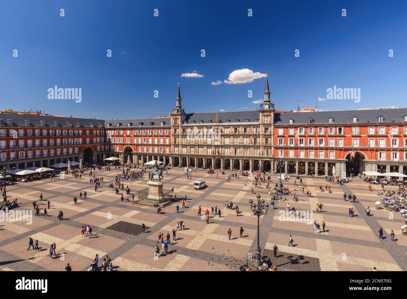 Madrid Spanien, Luftbild Skyline der Stadt an der Plaza Mayor Stockfoto