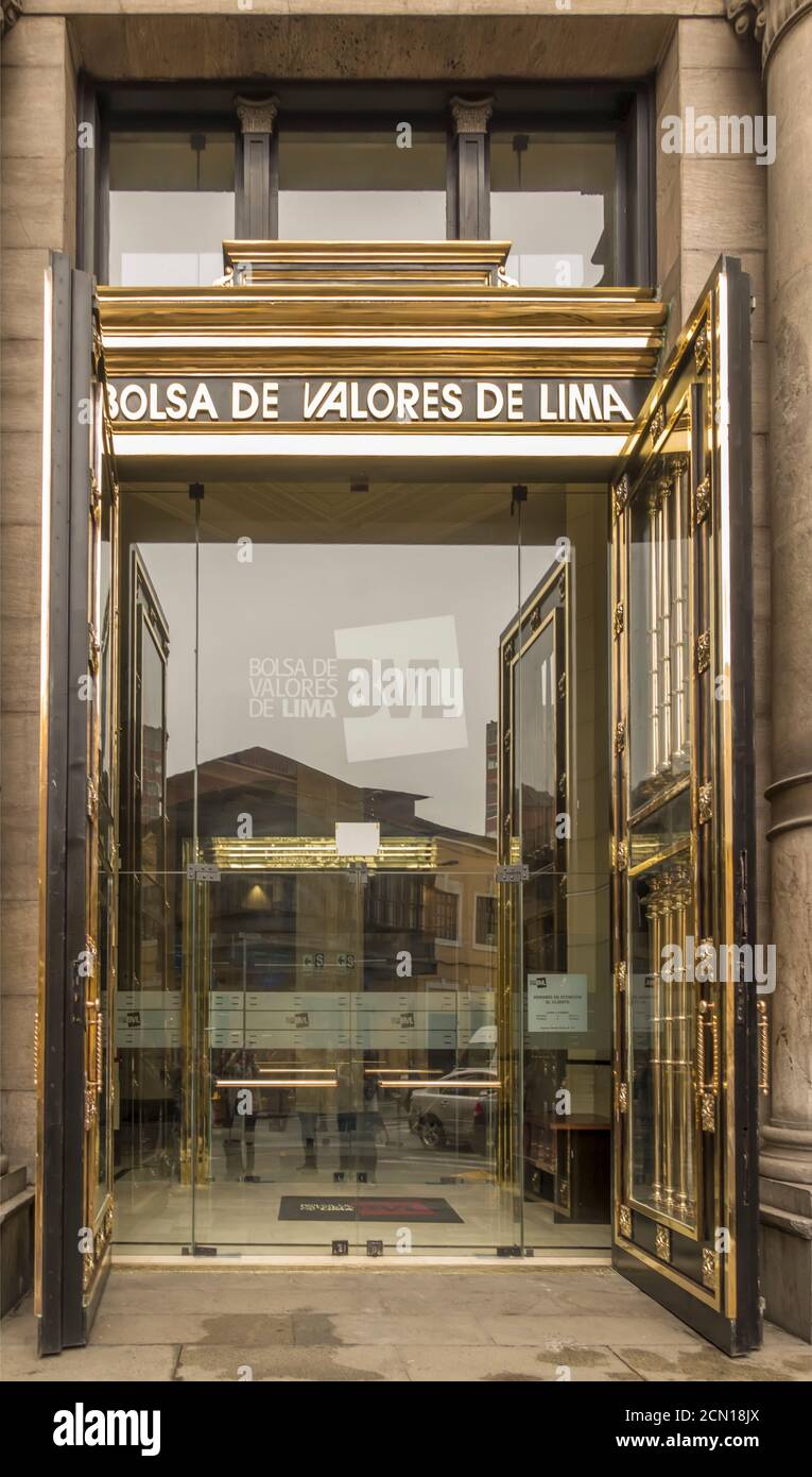 Eingangstor zur Börse Lima, Lima, Peru Stockfoto