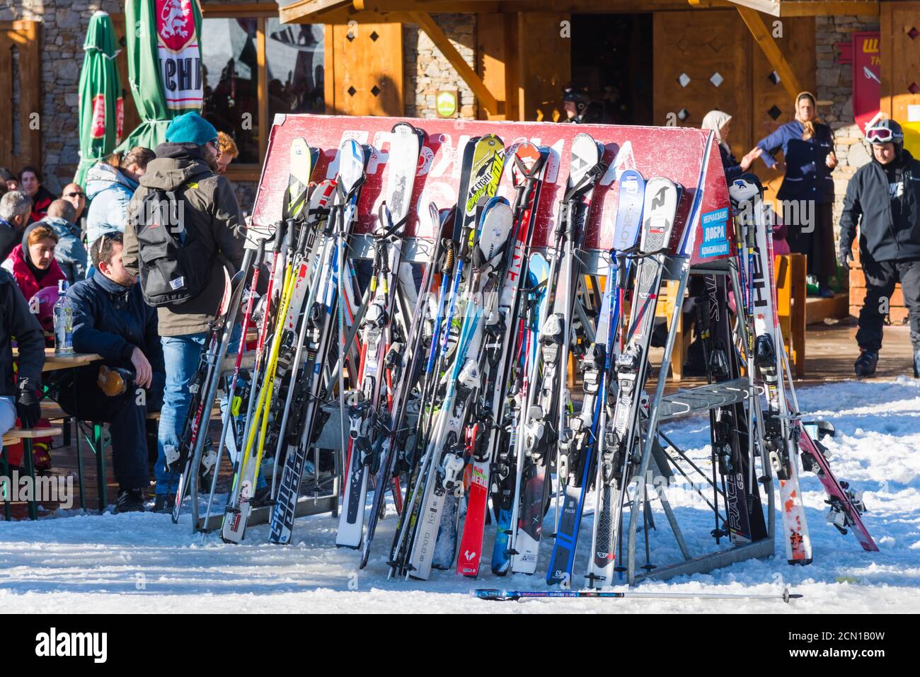 Skigebiet in Bansko. Polyana Banderishka Stockfoto