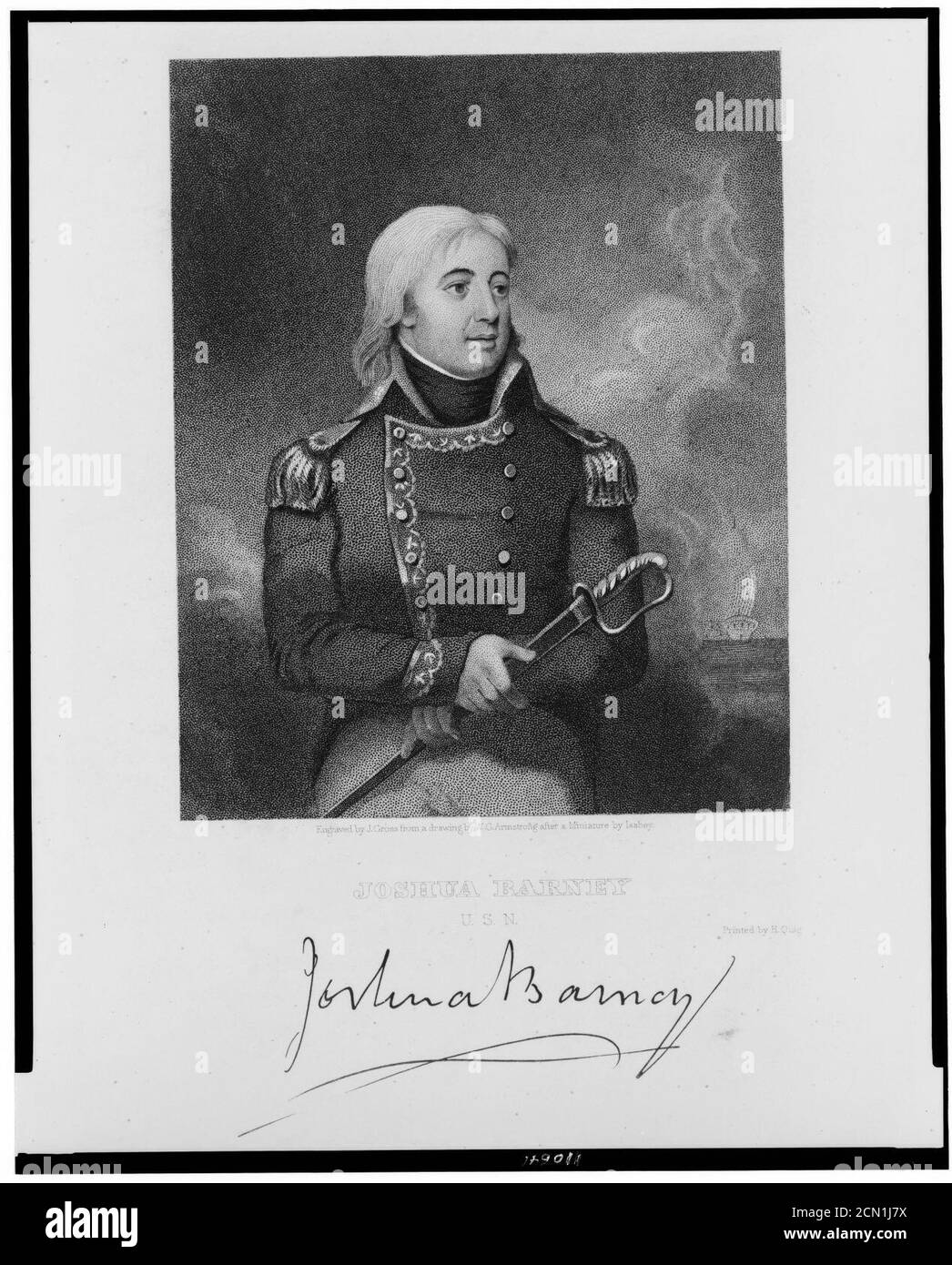 Joshua Barney, U.S.N. - gestochen von J. Gross nach einer Zeichnung von W.G. Armstrong nach einer Miniatur von Isabey. Stockfoto