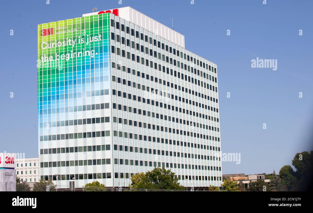3M Bürogebäude mit "Neugier ist erst der Anfang". St. Paul Minnesota, USA Stockfoto