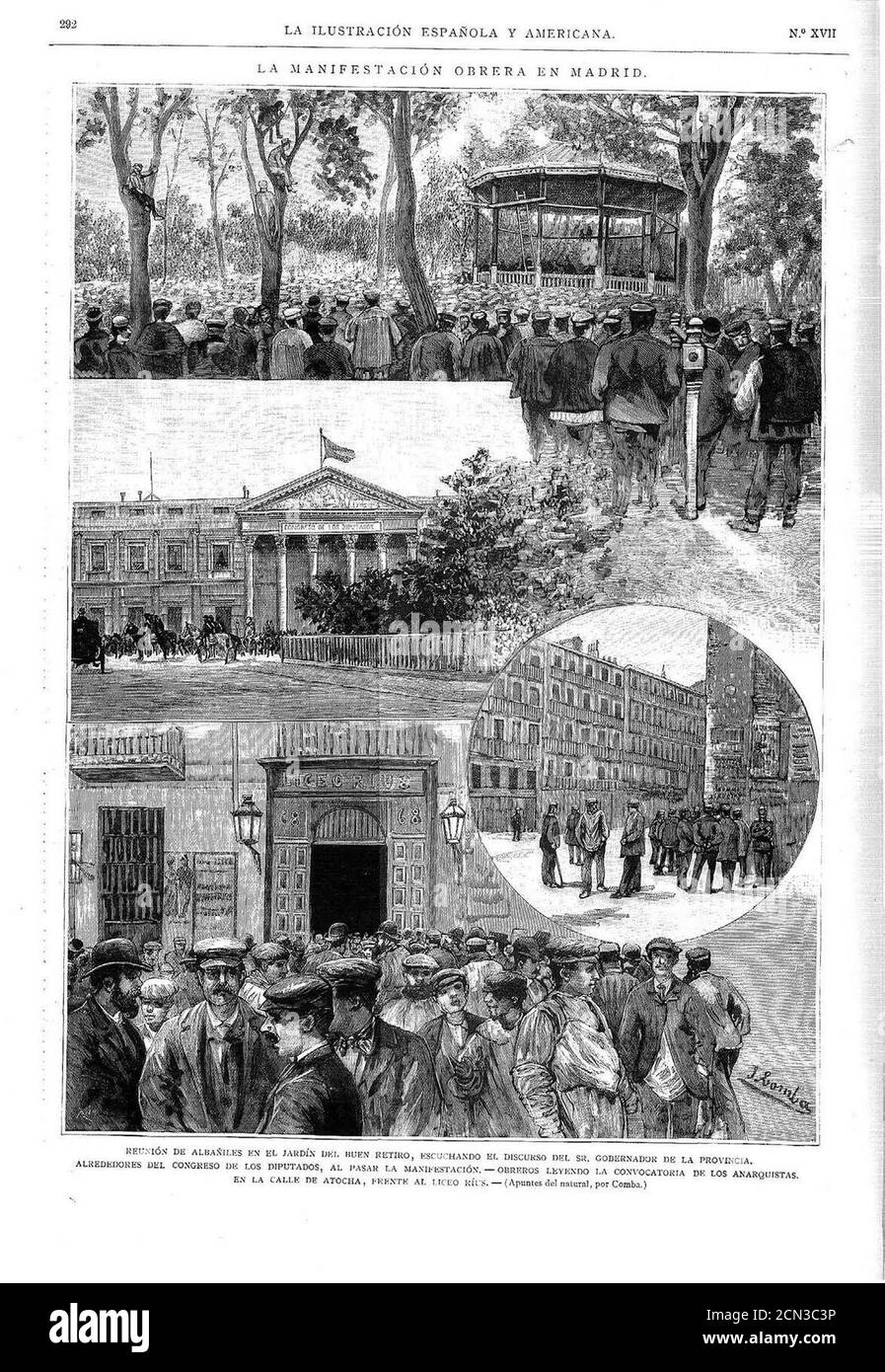 Juan Comba Manifestación obrera en Madrid 1890. Stockfoto