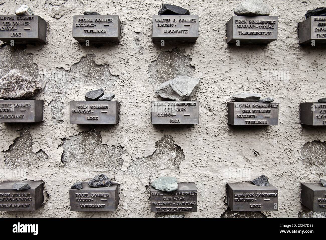 Gedenktafeln für Frankfurter Juden, jüdischer Friedhof Battonnstraße, Frankfurt, Deutschland, Europa Stockfoto